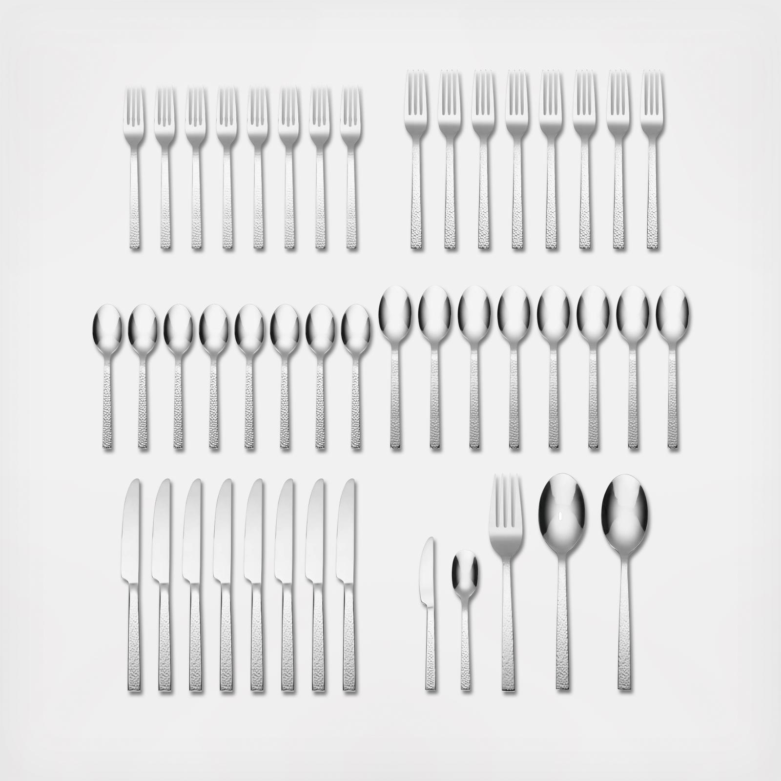 Chef's Table Hammered 45-Piece Flatware Set, Service for 8