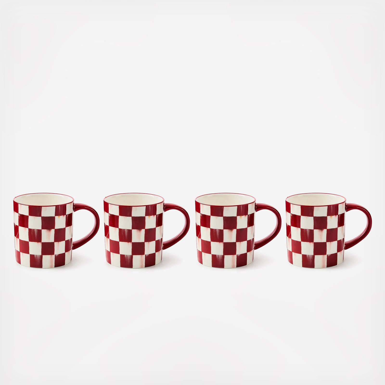 Cherry Check Stoneware Coffee Mug, Set of 4 13 Cherry Check Stoneware Coffee Mug, Set of 4