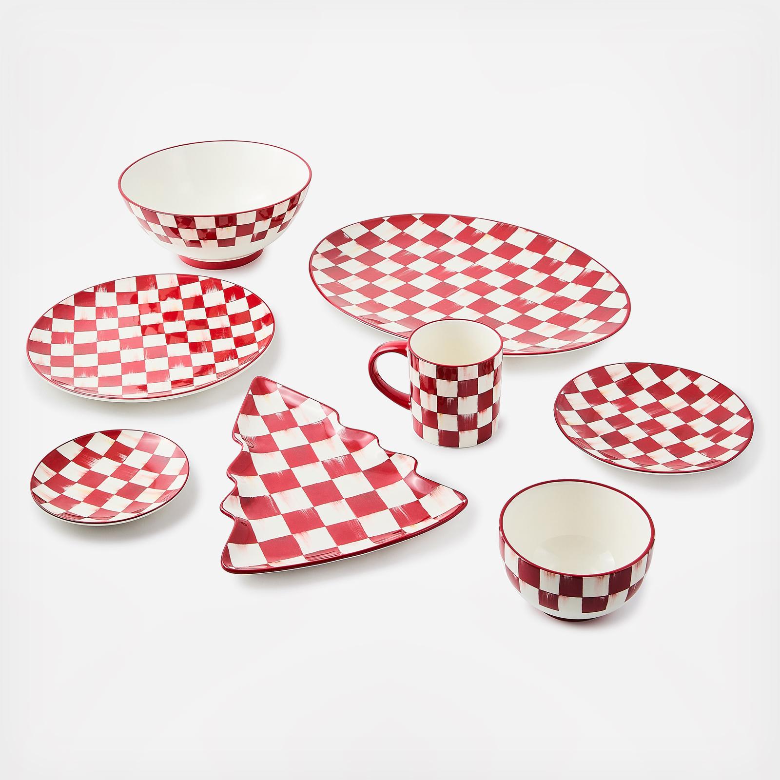 Cherry Check Stoneware Coffee Mug, Set of 4 2 Cherry Check Stoneware Coffee Mug, Set of 4