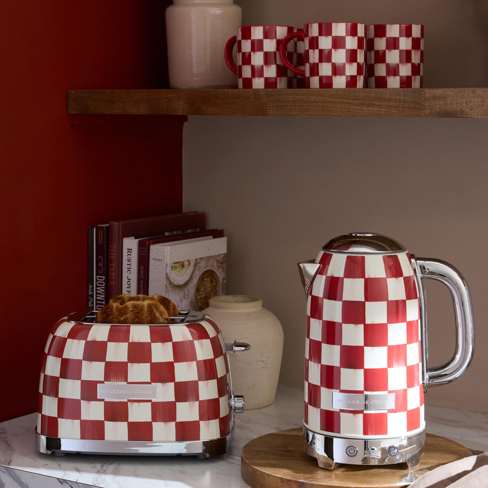 Cherry Check Stoneware Coffee Mug, Set of 4 4 Cherry Check Stoneware Coffee Mug, Set of 4