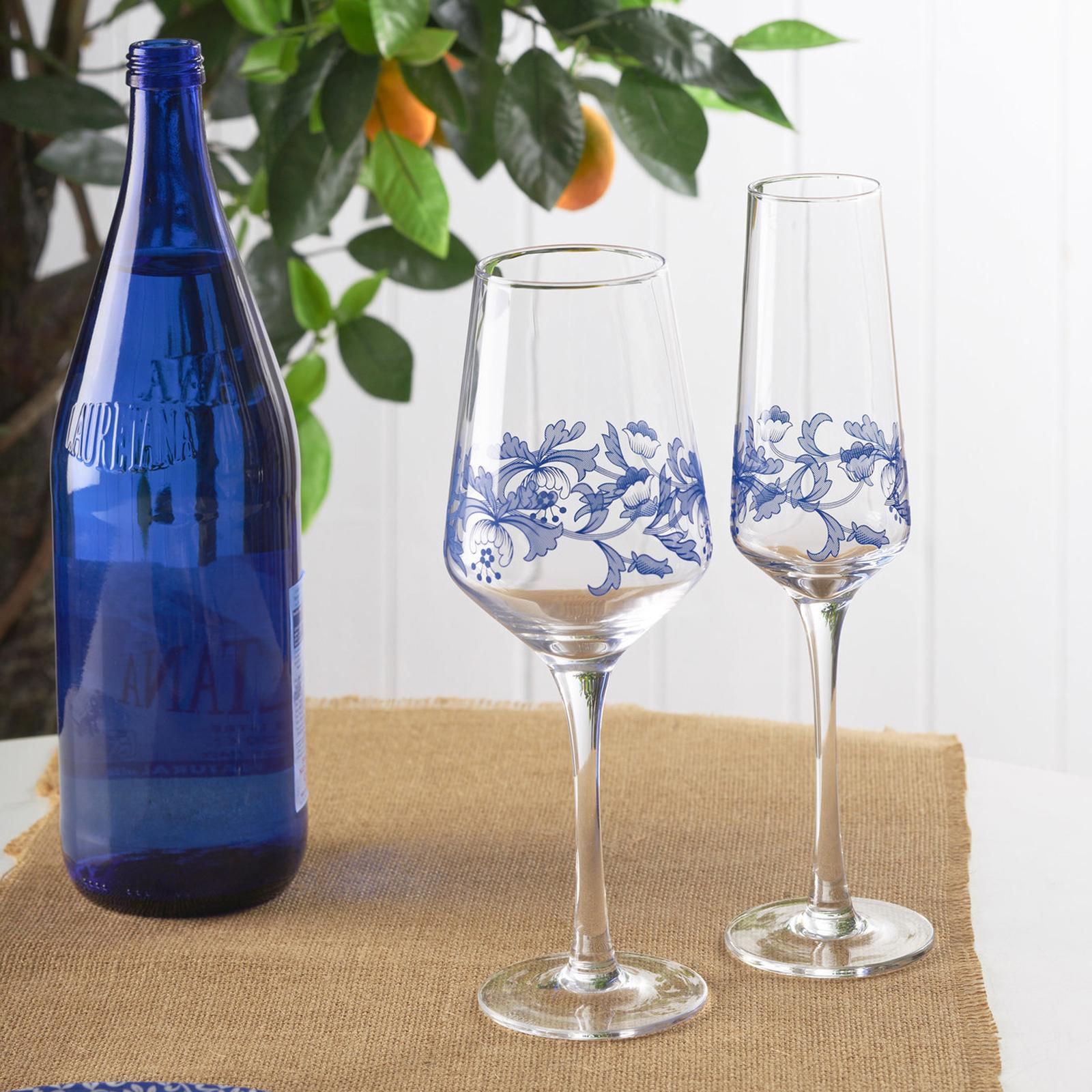 Blue Italian Wine Glass, Set Of 4 2 Blue Italian Wine Glass, Set Of 4