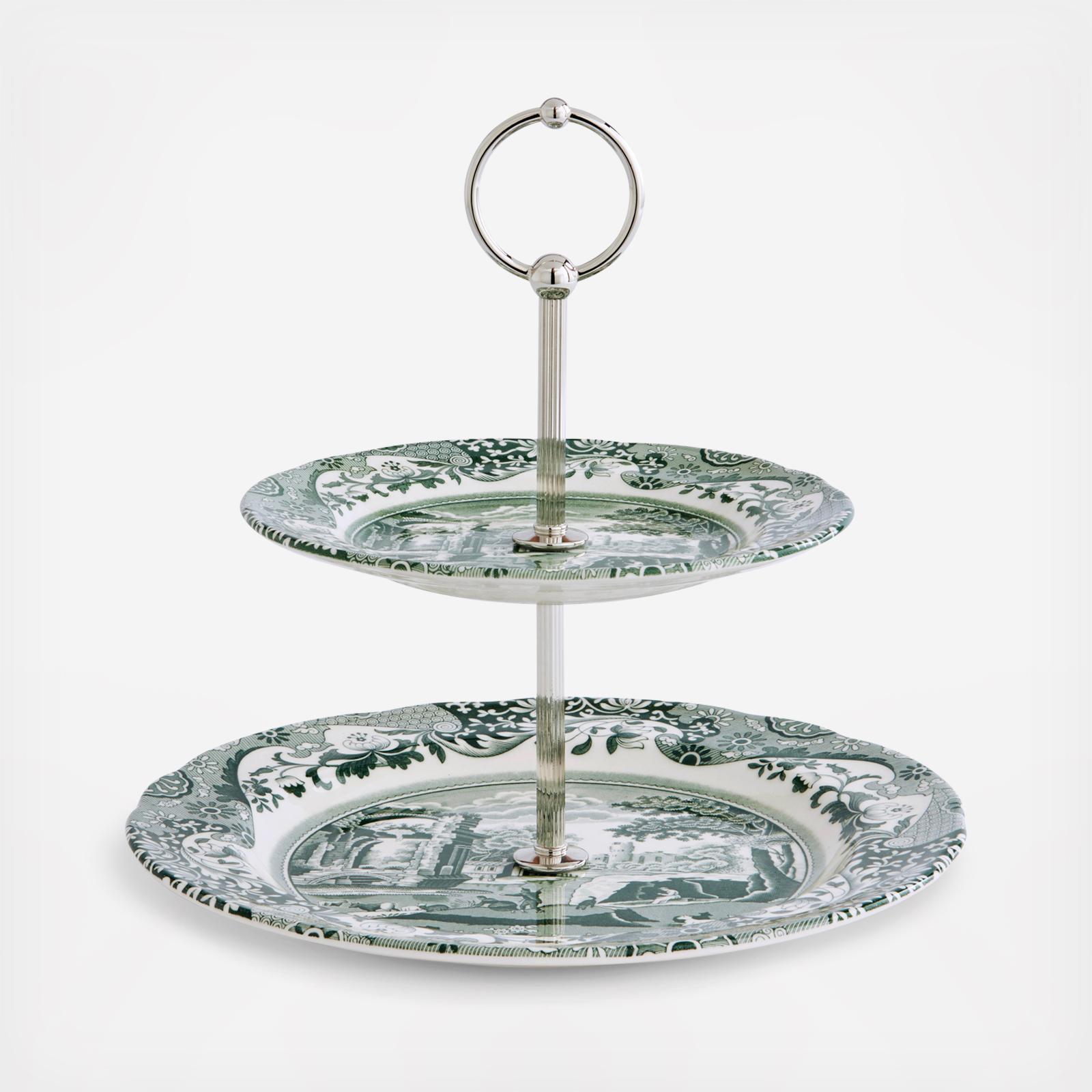 Green Italian 2-Tier Cake Stand 5 Green Italian 2-Tier Cake Stand