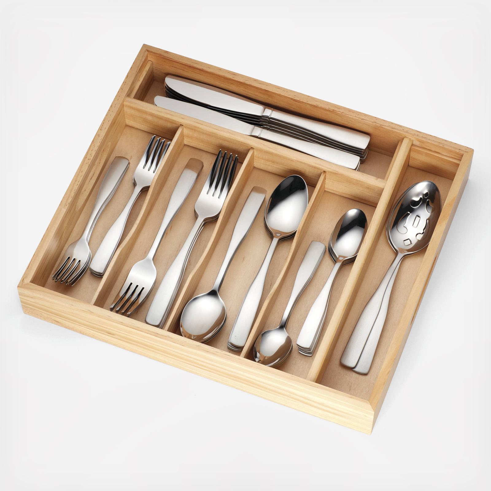 Madison 62-Piece Flatware Set with Wood Tray, Service for 12 7 Madison 62-Piece Flatware Set with Wood Tray, Service for 12