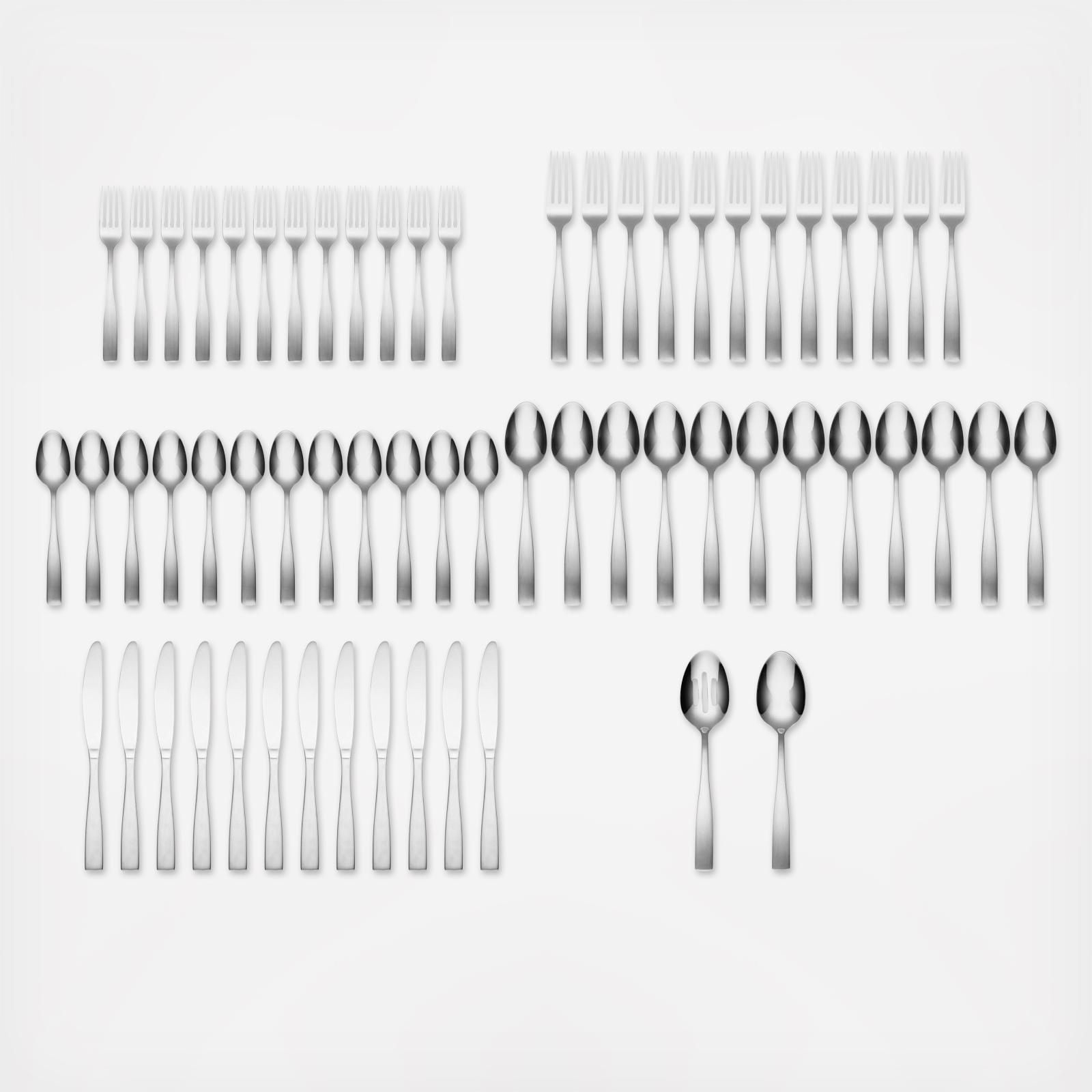 Madison 62-Piece Flatware Set with Wood Tray, Service for 12 3 Madison 62-Piece Flatware Set with Wood Tray, Service for 12