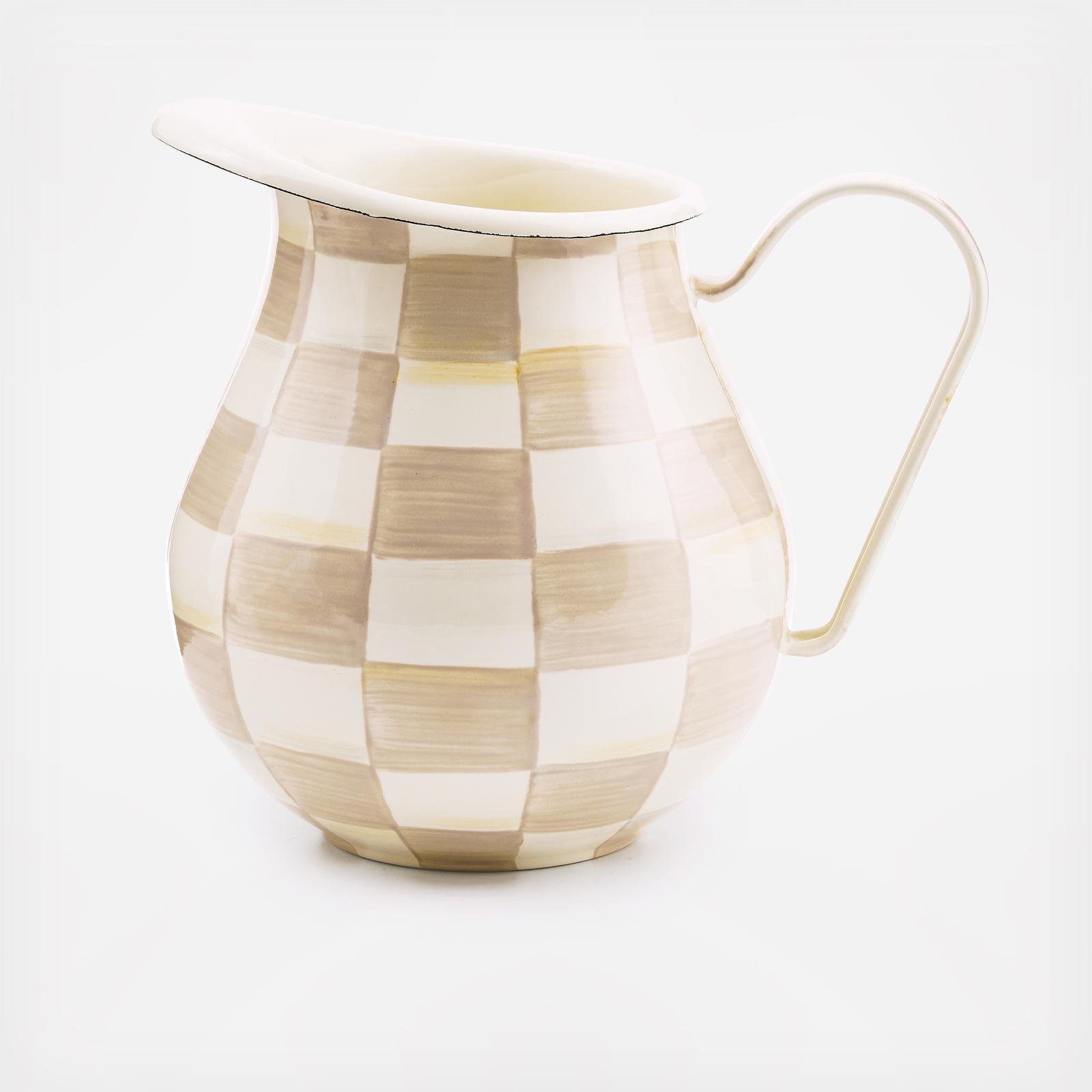 Mocha Check Enamel Pitcher 2 Mocha Check Enamel Pitcher