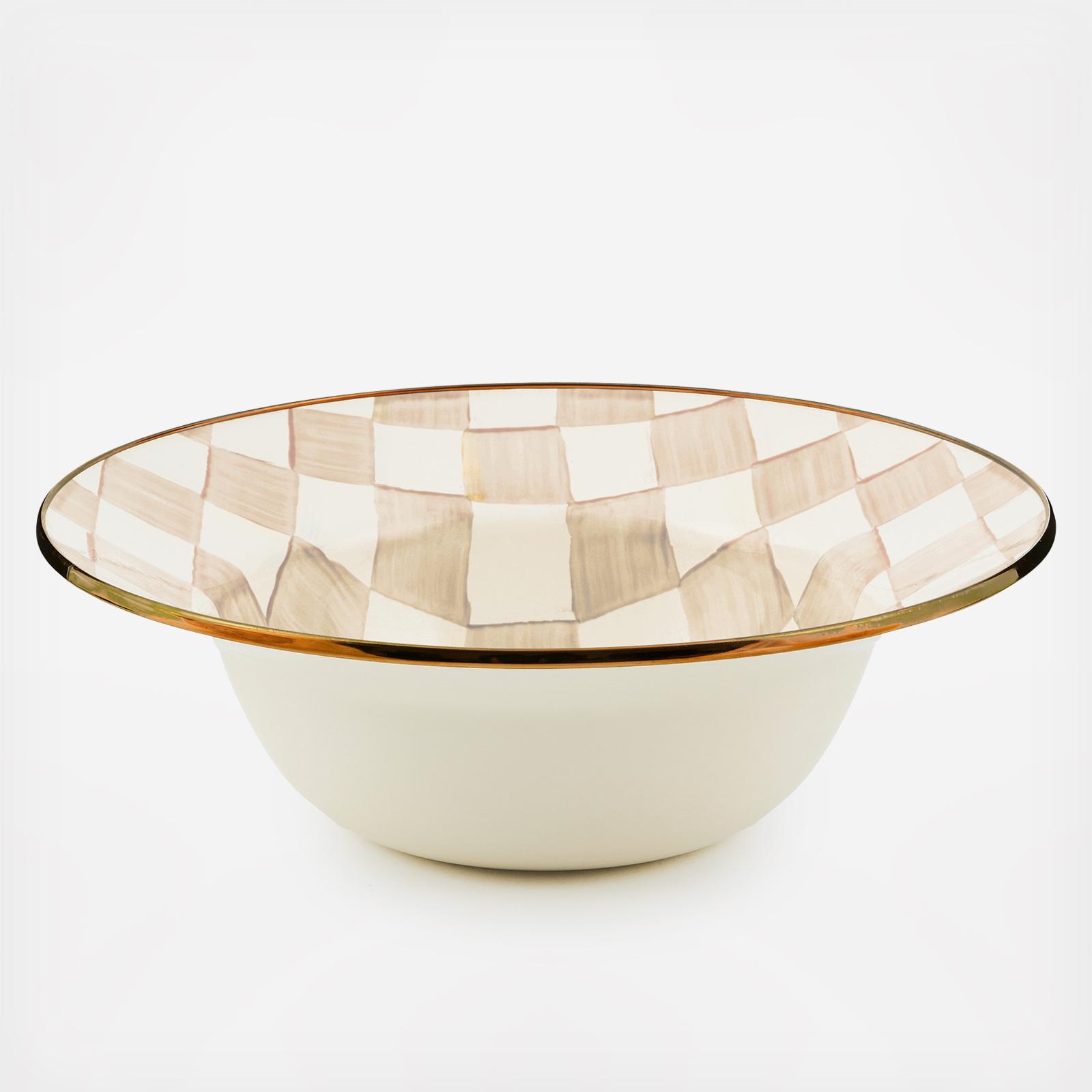 Mocha Check Stainless Steel Serving Bowl 6 Mocha Check Stainless Steel Serving Bowl