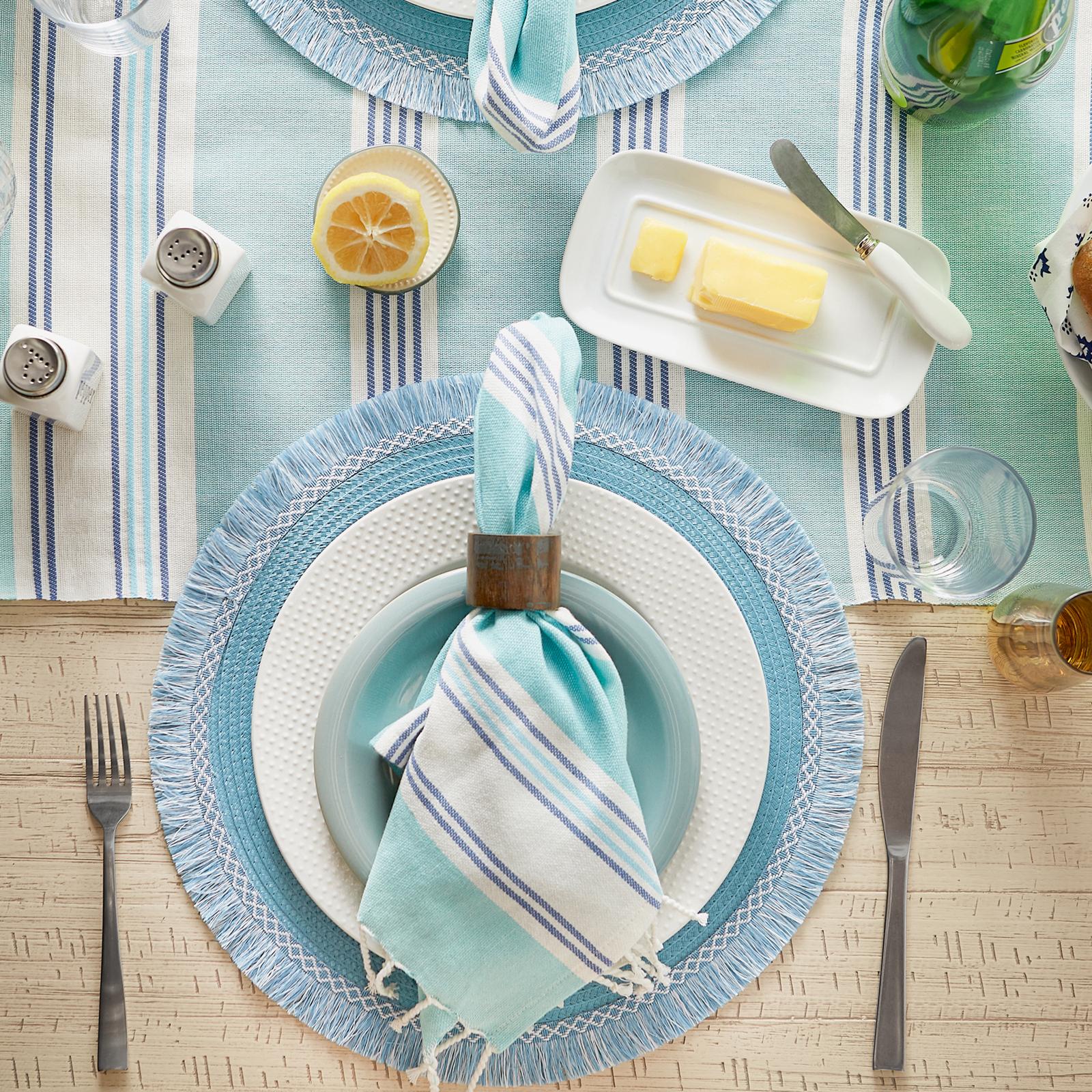 Round Fringe Woven Placemat, Set of 6 3 Round Fringe Woven Placemat, Set of 6