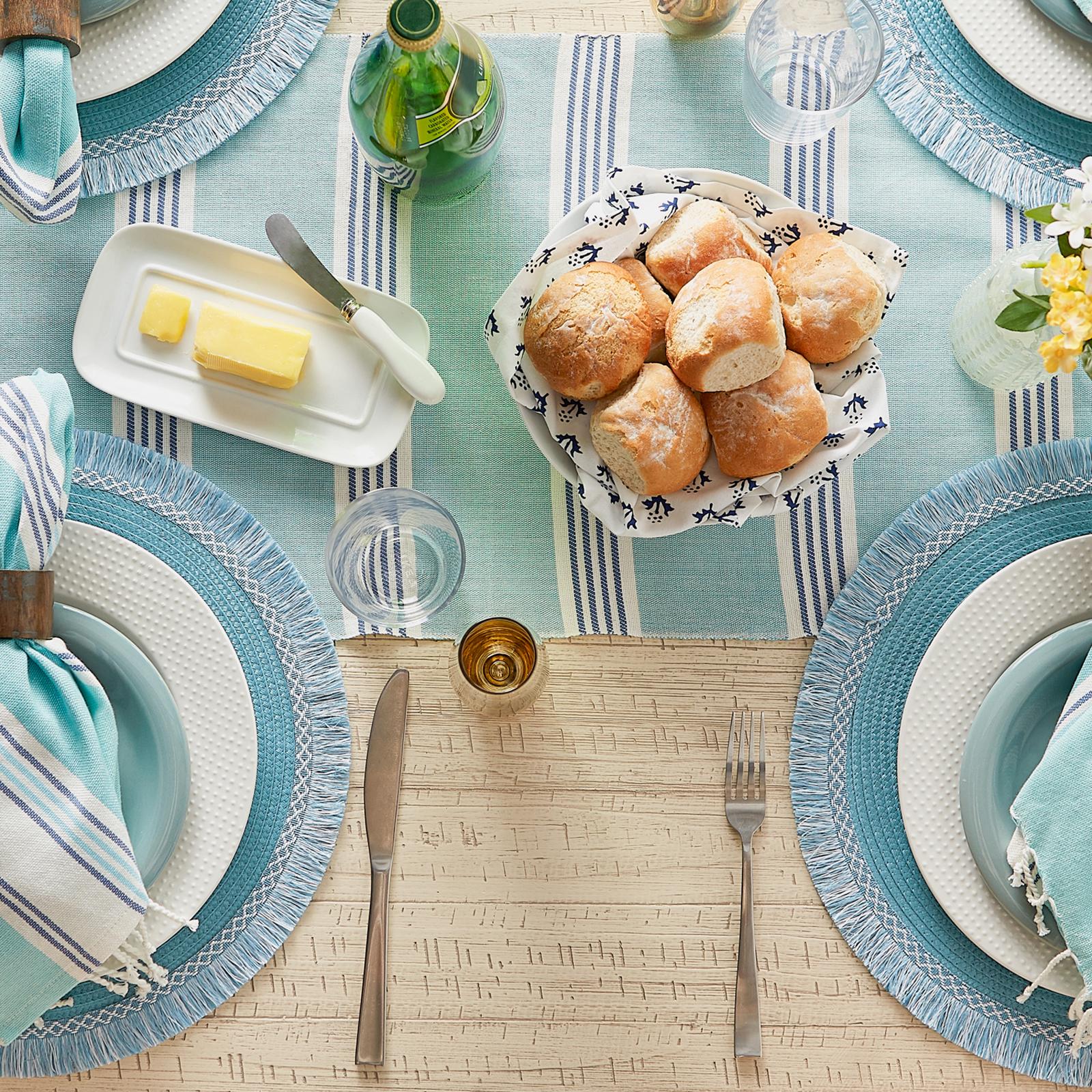 Round Fringe Woven Placemat, Set of 6 4 Round Fringe Woven Placemat, Set of 6