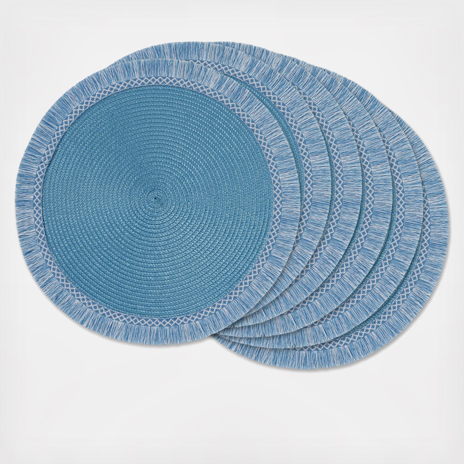 Round Fringe Woven Placemat, Set of 6 5 Round Fringe Woven Placemat, Set of 6