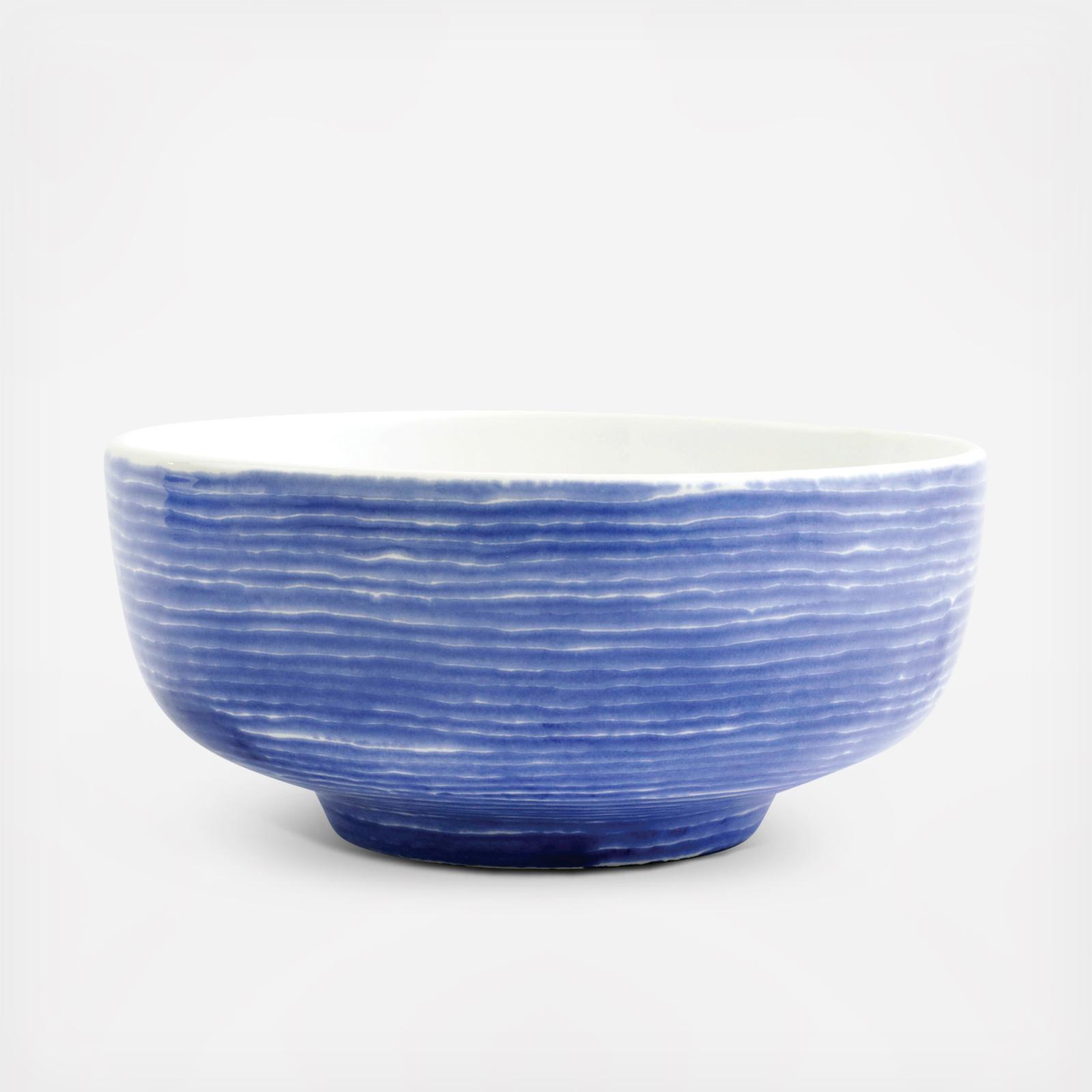Santorini Stripe Medium Footed Serving Bowl 9 Santorini Stripe Medium Footed Serving Bowl