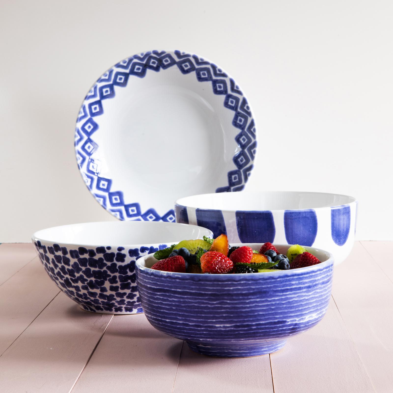 Santorini Stripe Medium Footed Serving Bowl