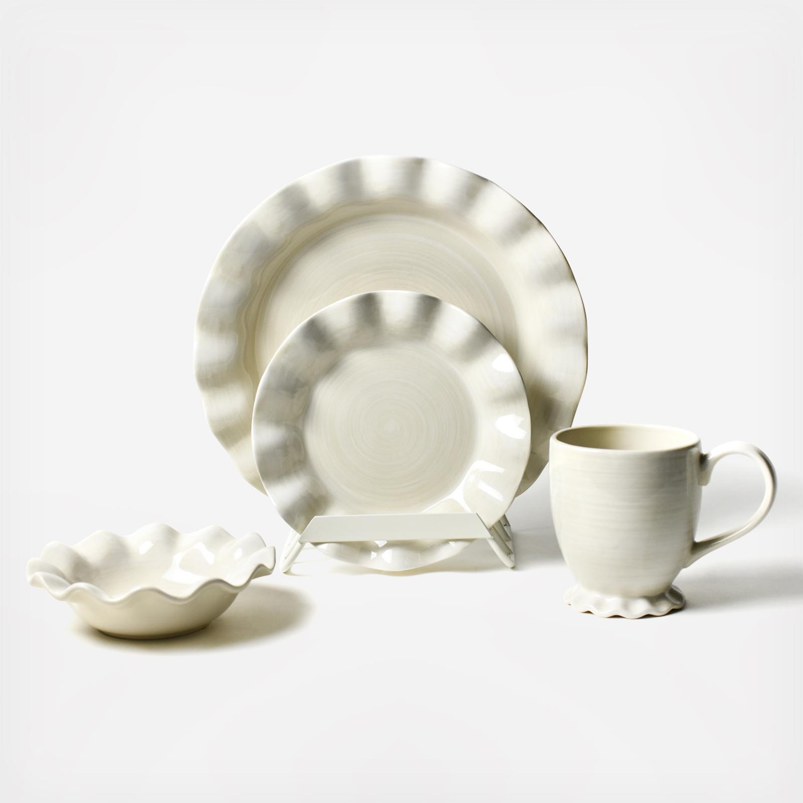 Signature Ruffle White 4-Piece Place Setting, Service for 1 9 Signature Ruffle White 4-Piece Place Setting, Service for 1