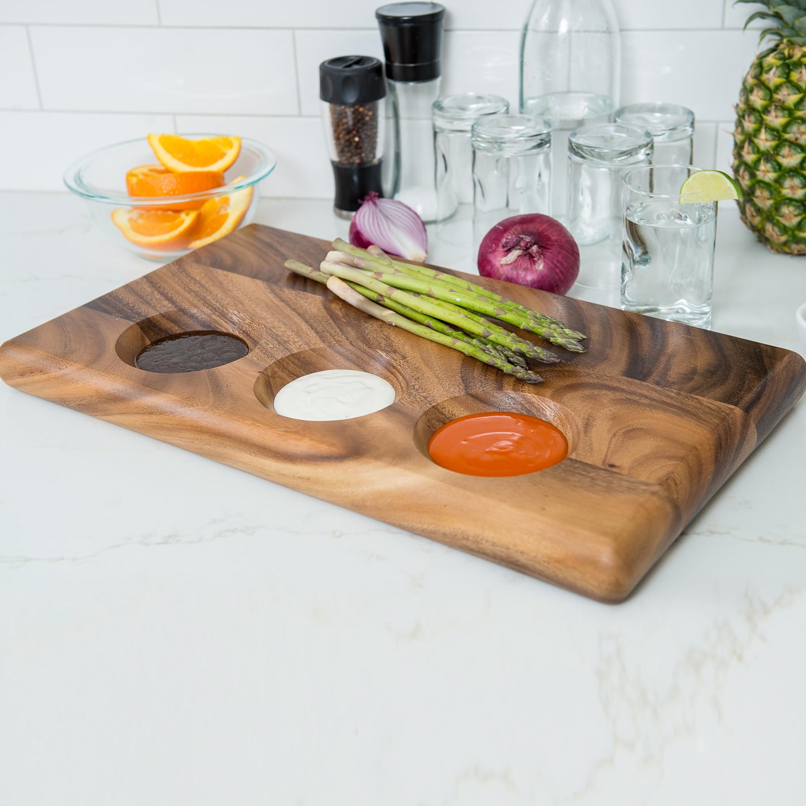 Acacia 3-Dip Serving Board 17 Acacia 3-Dip Serving Board