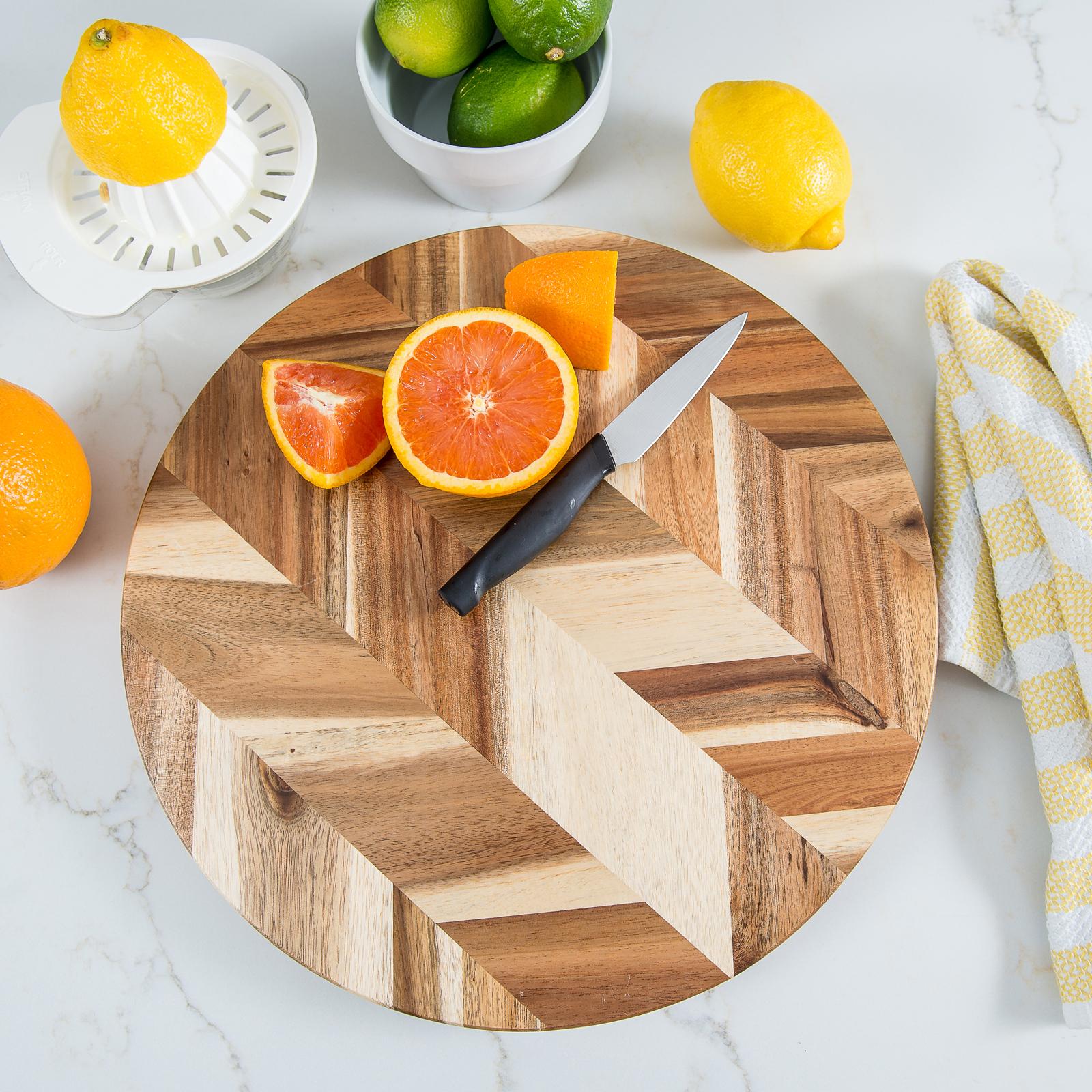 Acacia Herringbone Cutting Board with Handle 1 Acacia Herringbone Cutting Board with Handle