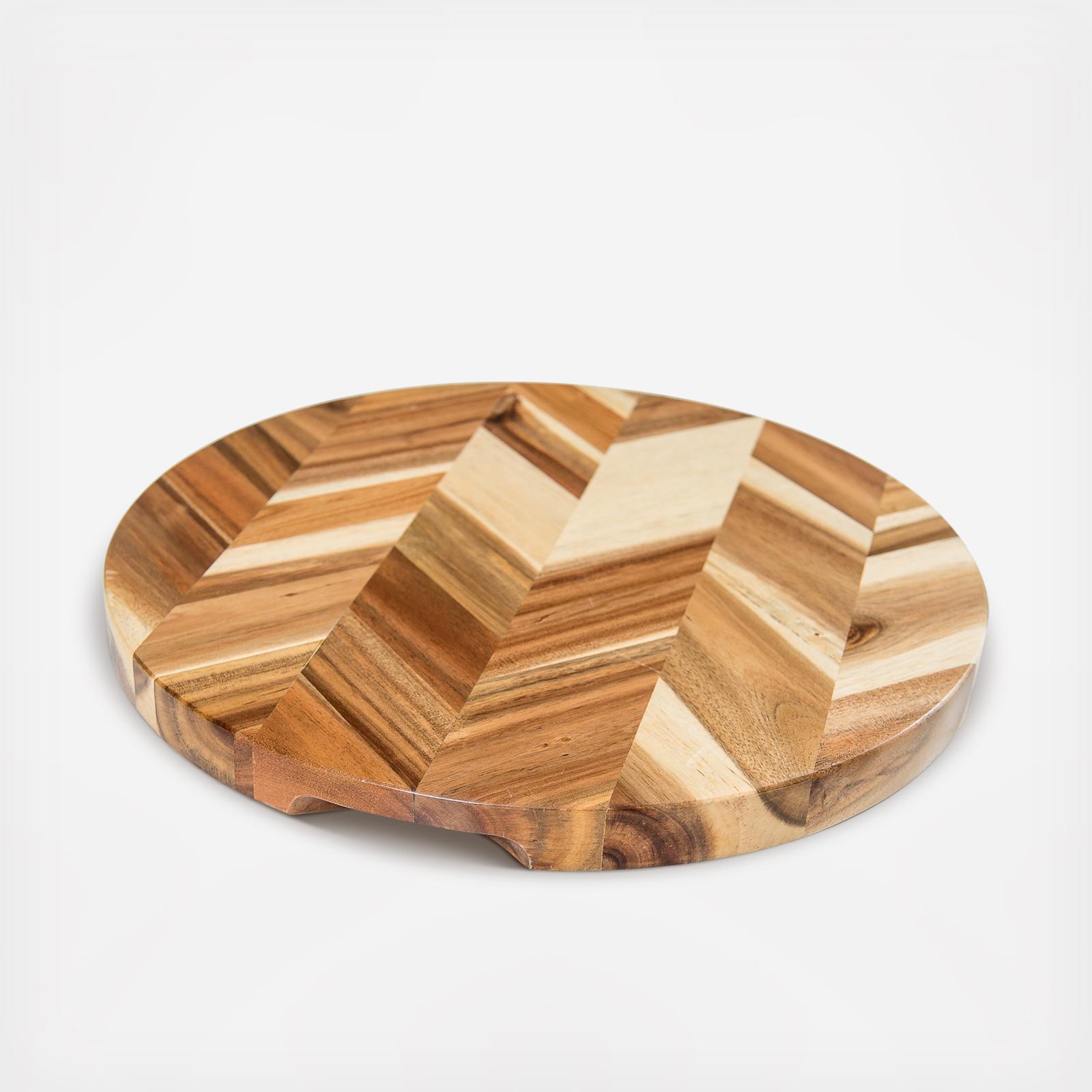 Acacia Herringbone Cutting Board with Handle 2 Acacia Herringbone Cutting Board with Handle