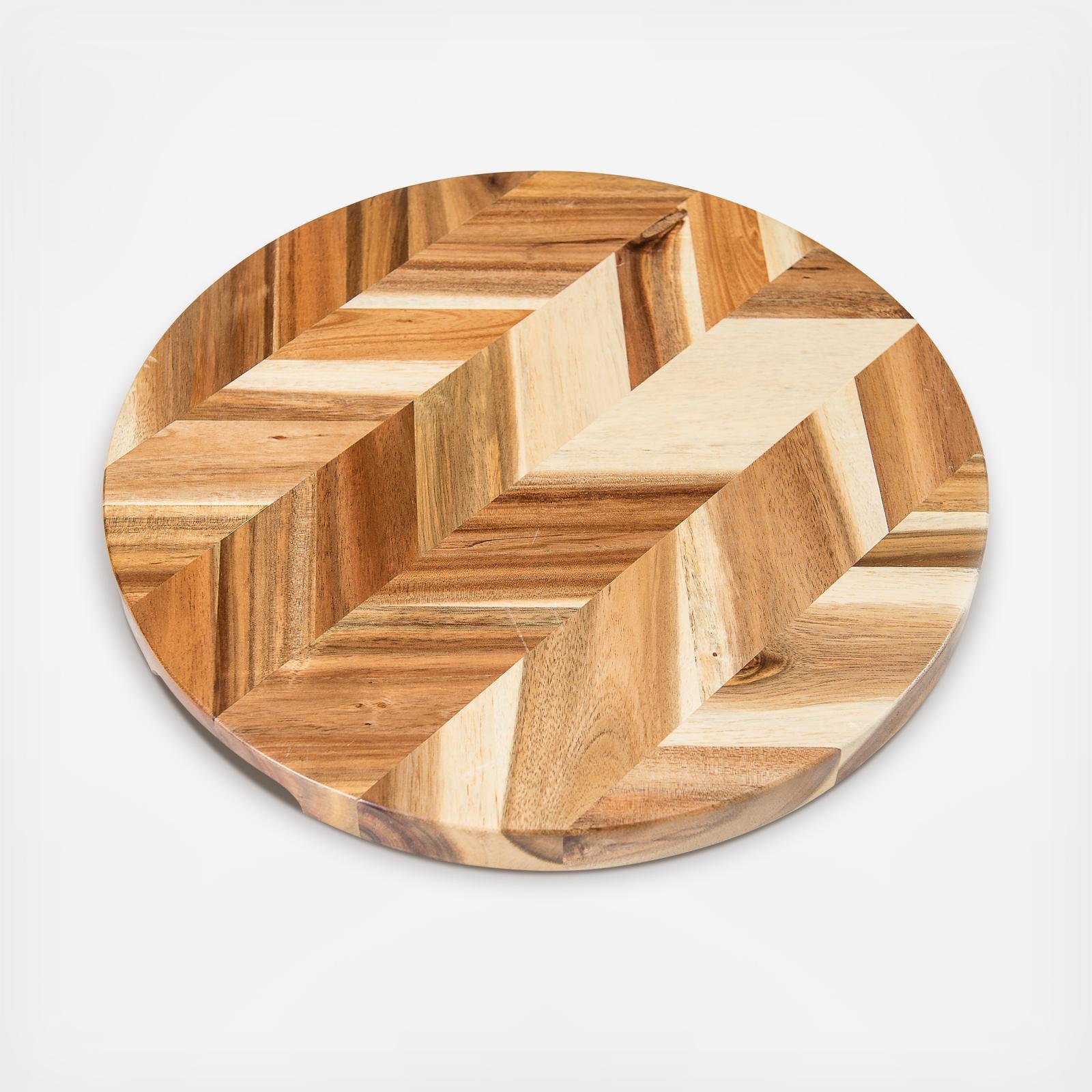 Acacia Herringbone Cutting Board with Handle 6 Acacia Herringbone Cutting Board with Handle