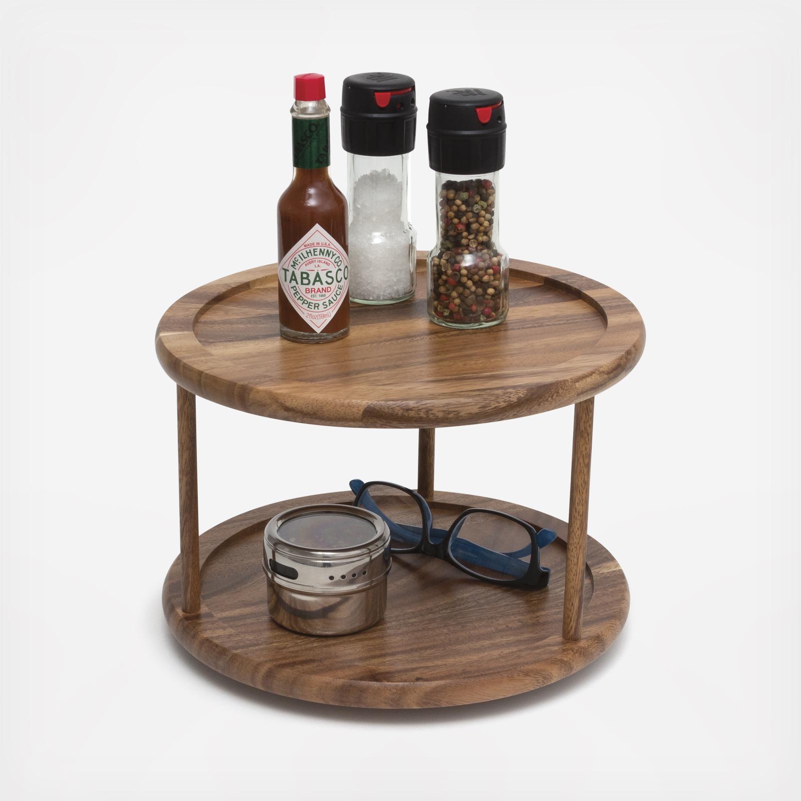 2 Tier Acacia Wood Lazy Susan