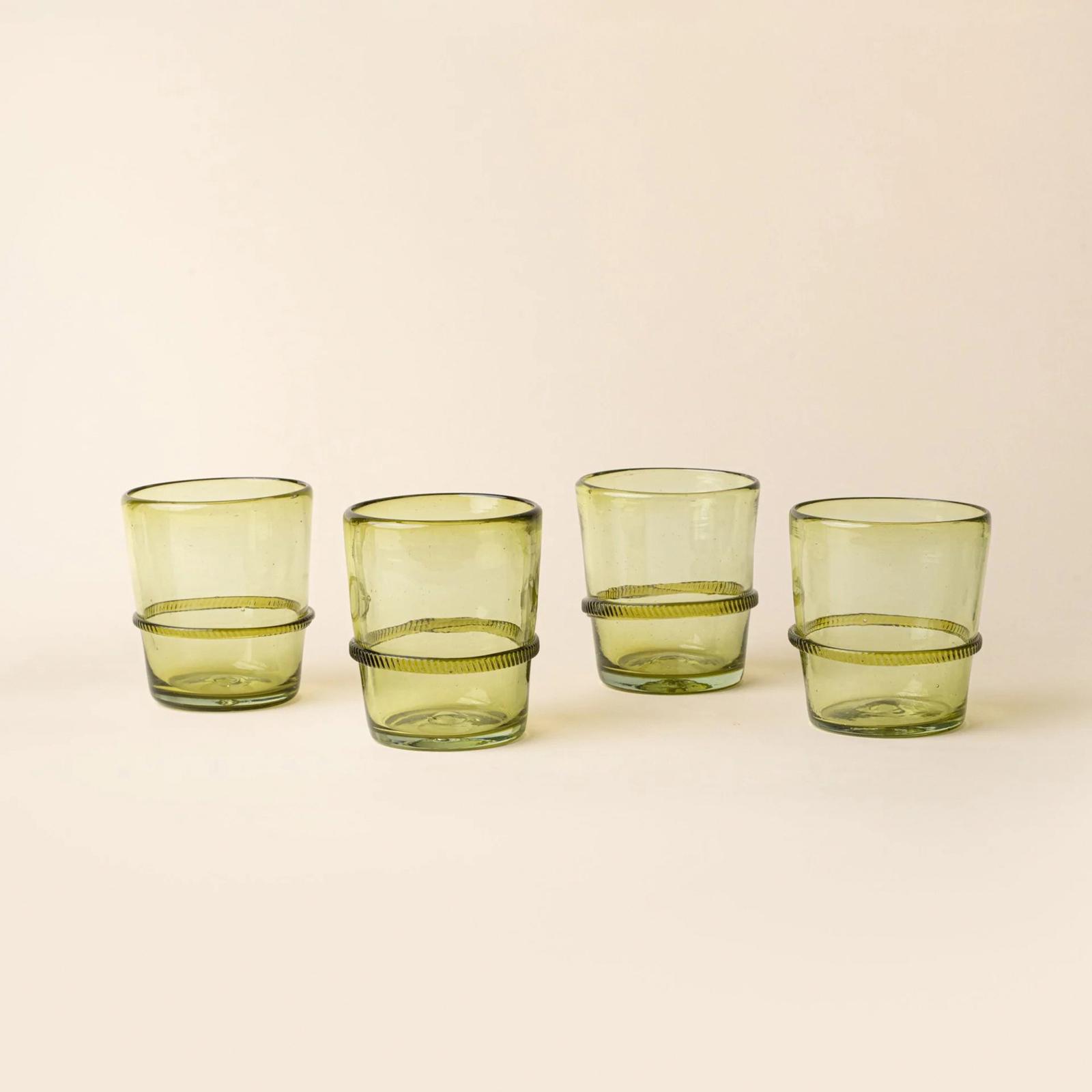 Banded Glassware Short Tumbler, Set of 4 12 Banded Glassware Short Tumbler, Set of 4