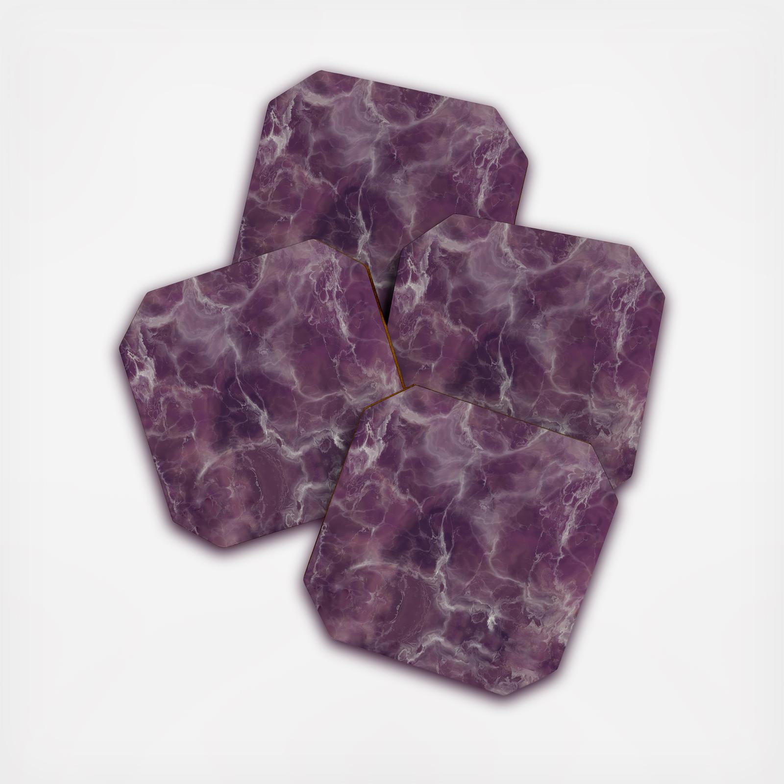 Amethyst Marble Coaster, Set of 4 1 Amethyst Marble Coaster, Set of 4
